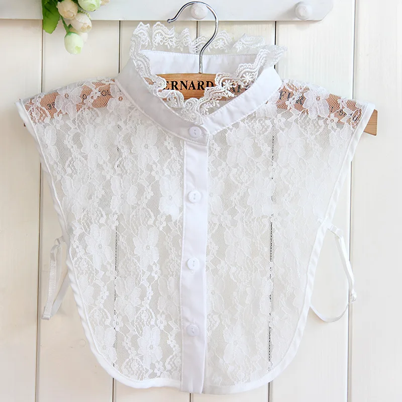 Винтажная Женская хлопковая кружевная блузка с имитацией воротника милый