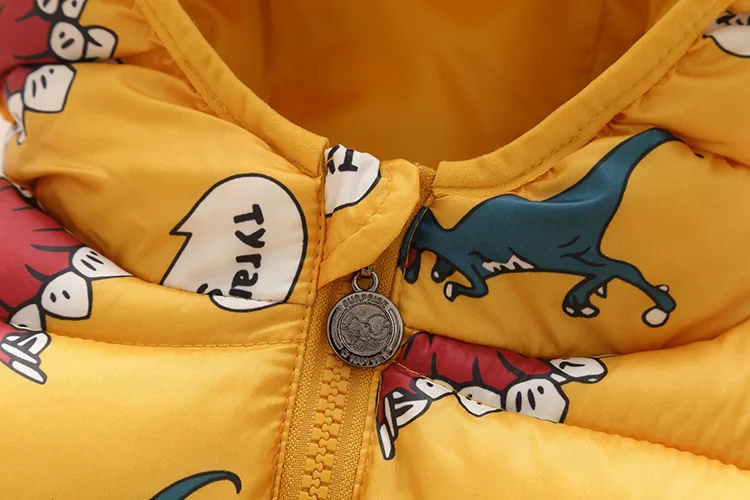 Новые зимние теплые куртки для маленьких детей куртка с капюшоном и принтом