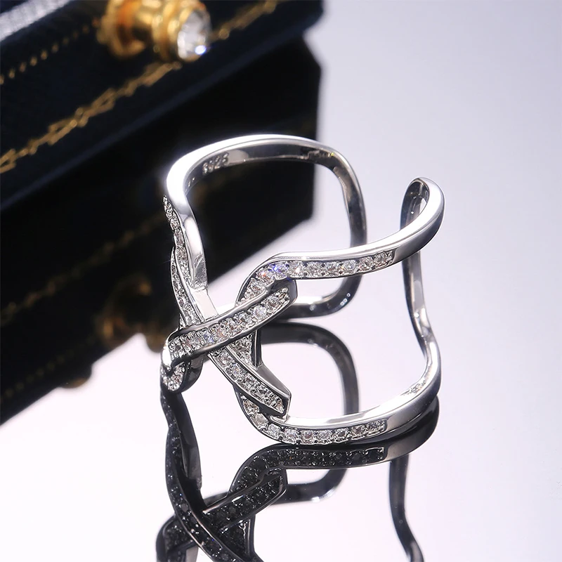 Винтажное серебряное кольцо с поперечным отверстием в форме X для мужчин и женщин