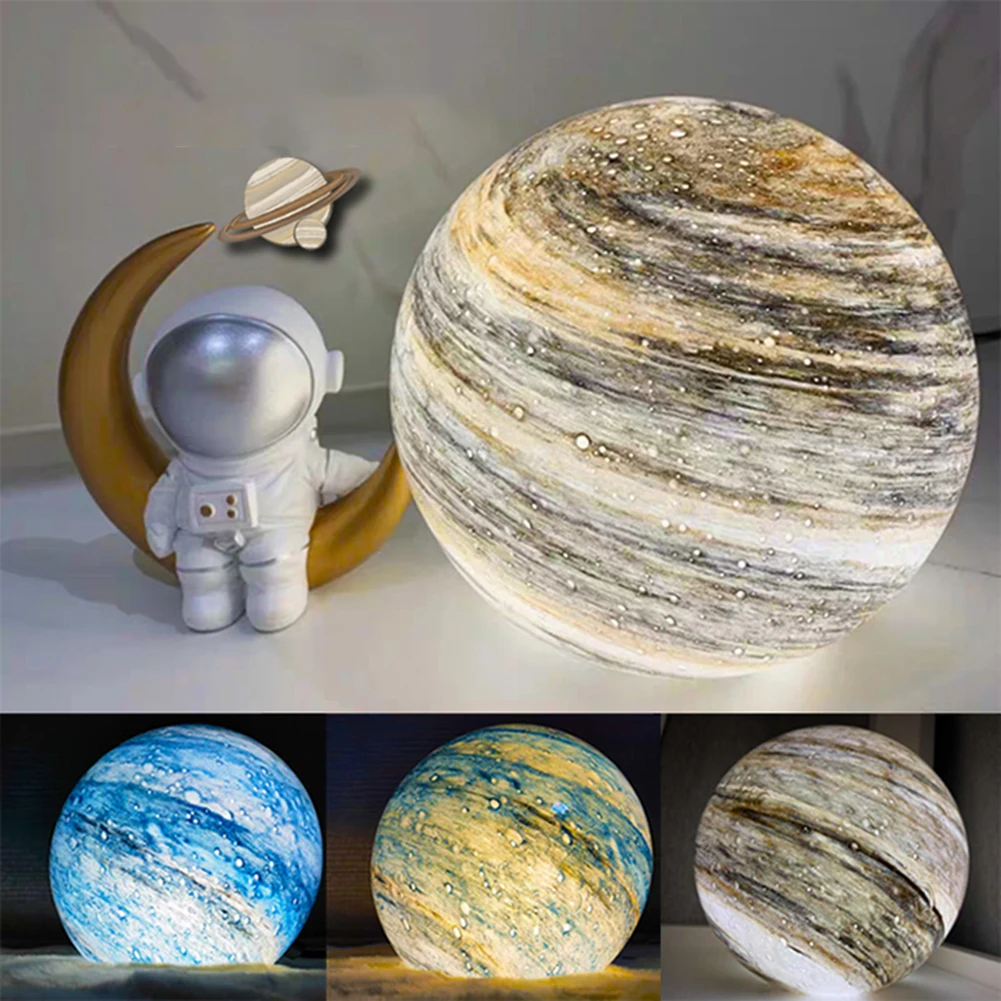 

LED dimming moonlight planet starry sky light three colors dimming cute night light room bedside decorative lamp base/no base