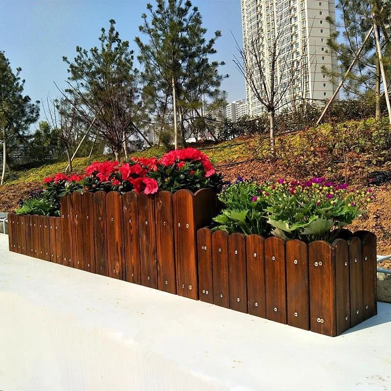

60CM Garden Plant Pot Vintage Wooden Garden Flower Planter Succulent Pot Rectangle Trough Box Plant Bed Solid Wood Receiving Box