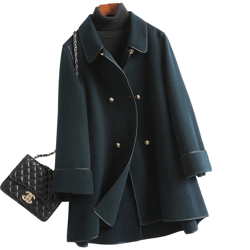 

Korean Style Lady Genuine Wool Blend Fur Coat Autumn Winter Women Jacket Slim Outerwear Overcoat LF21074KQN