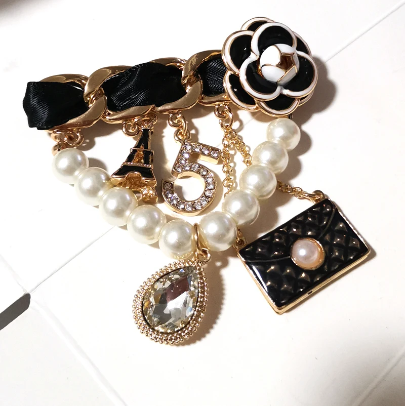 Дизайнерские Броши Cc для женщин Камелия Tassech цепочка булавки|Броши| |