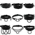 Ожерелье-чокер KMVEXO, из искусственной кожи в стиле Харадзюку, с черными круглыми металлическими шипами, 2021, украшение для дня рождения, ошейник с заклепками