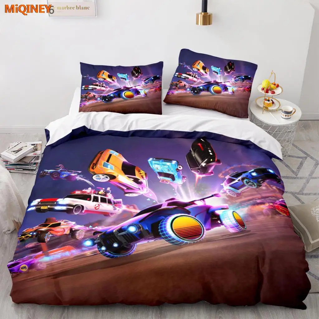 

MiQINEY Game Rocket League Bedding Set Bedspread Single Twin Full Queen King Size Sports Car Bed Set Aldult Kawaii Duvetcover