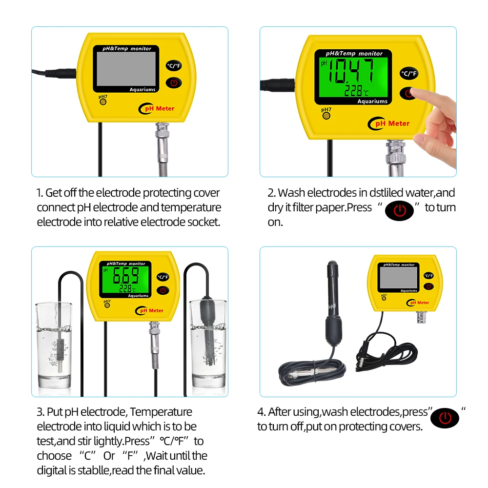 PH-991Online PH&ampTemp Monitor Digital PH Meter Electrode Analyzer Acidimeter Aquarium Hydroponics Drinking Water Quality | Инструменты