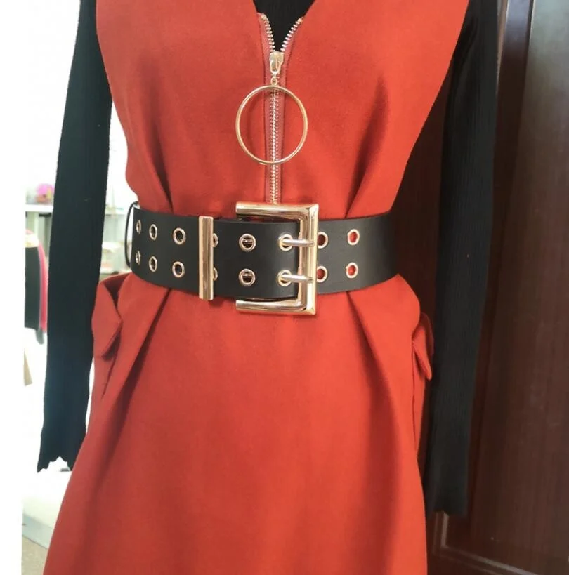 

Women's Runway Fashion PU Leather Cummerbunds Female Dress Corsets Waistband Belts decoration Wide Belt R2576