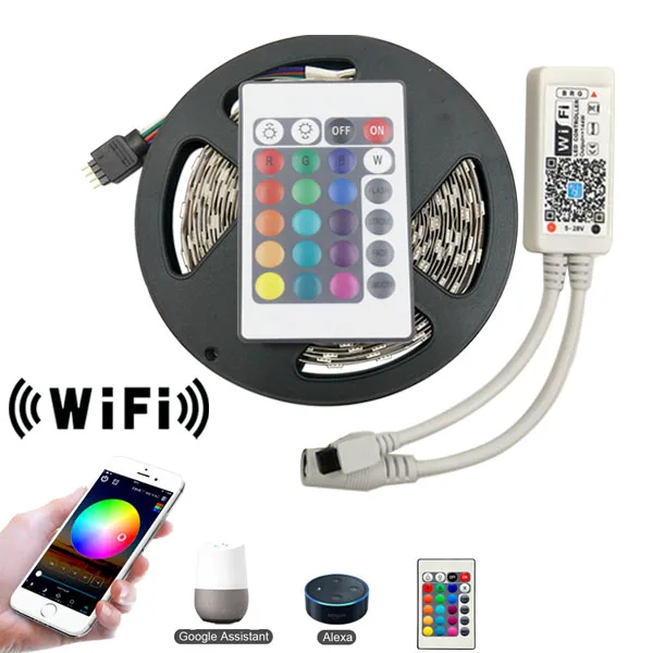 5M 2835 RGB WIFI LED Strip light Waterproof 10M 15M 5050 Led Ribbon Tape With WIFI Wireless Controller DC 12V Adapter Stripe Kit - Испускаемый цвет: Strip andWiFiControl