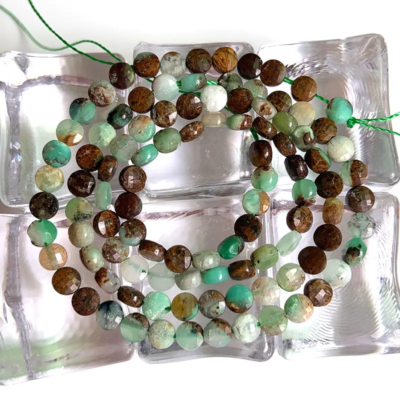Бусины из натурального зеленого опала 4 мм 15 дюймов граненая монета свободные