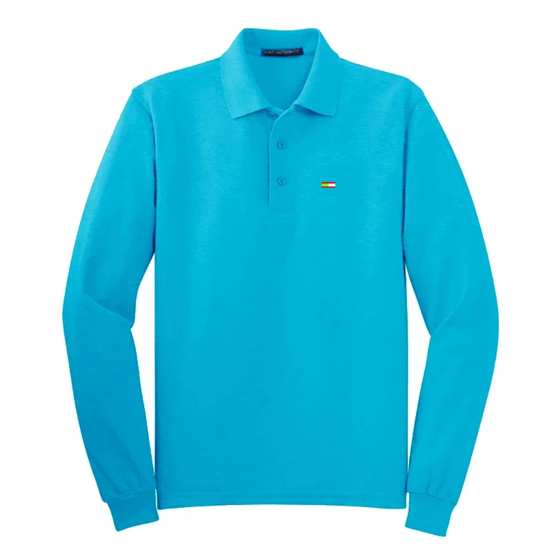 

Men's Polo Long Sleeve 260 Gram Pure Cotton For Spring Autumn Base Wear Top Quality Size S to 4XL Embroidery Logo Homme Polo Top