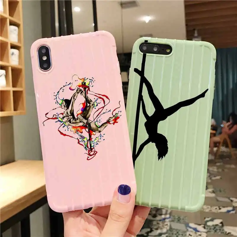 Pole dance Fitness Trolley Suitcase Texture Phone Case IPhone 11 Pro Max X XS MAX 8 7 6S Plus Cute Candy Color Casing | Мобильные
