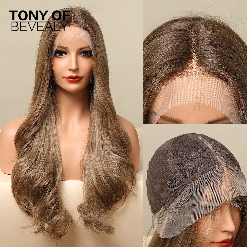 

Midddle Part Body Wave Lace Front Synthetic Wigs Honey Blonde High Density Closure Wigs for Women With Baby Hair Lace Wigs