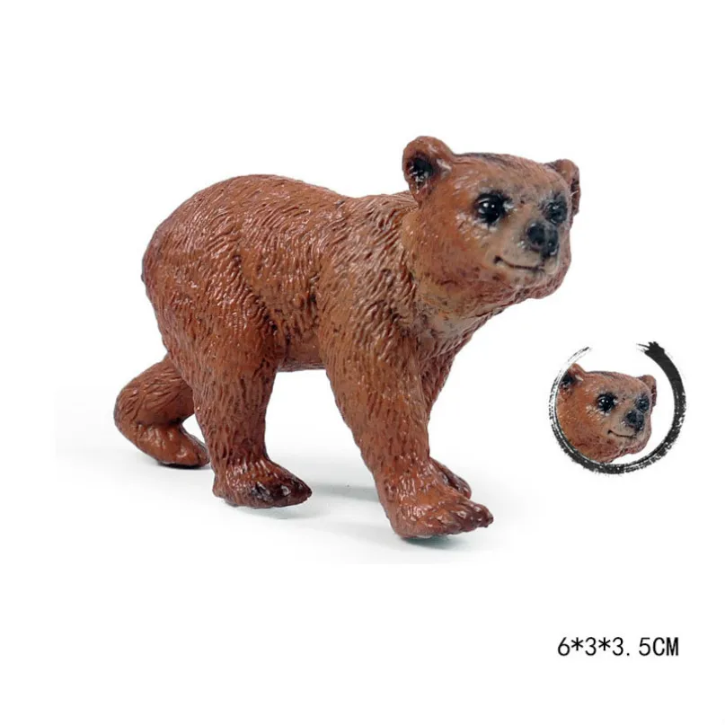 Little brown bear Милый куб модель моделирование зоопарк дикая природа фигура прекрасная образовательная детская панда Лев Зебра слон животное игрушка для детей Декор подарок - Цвет: Little brown bear