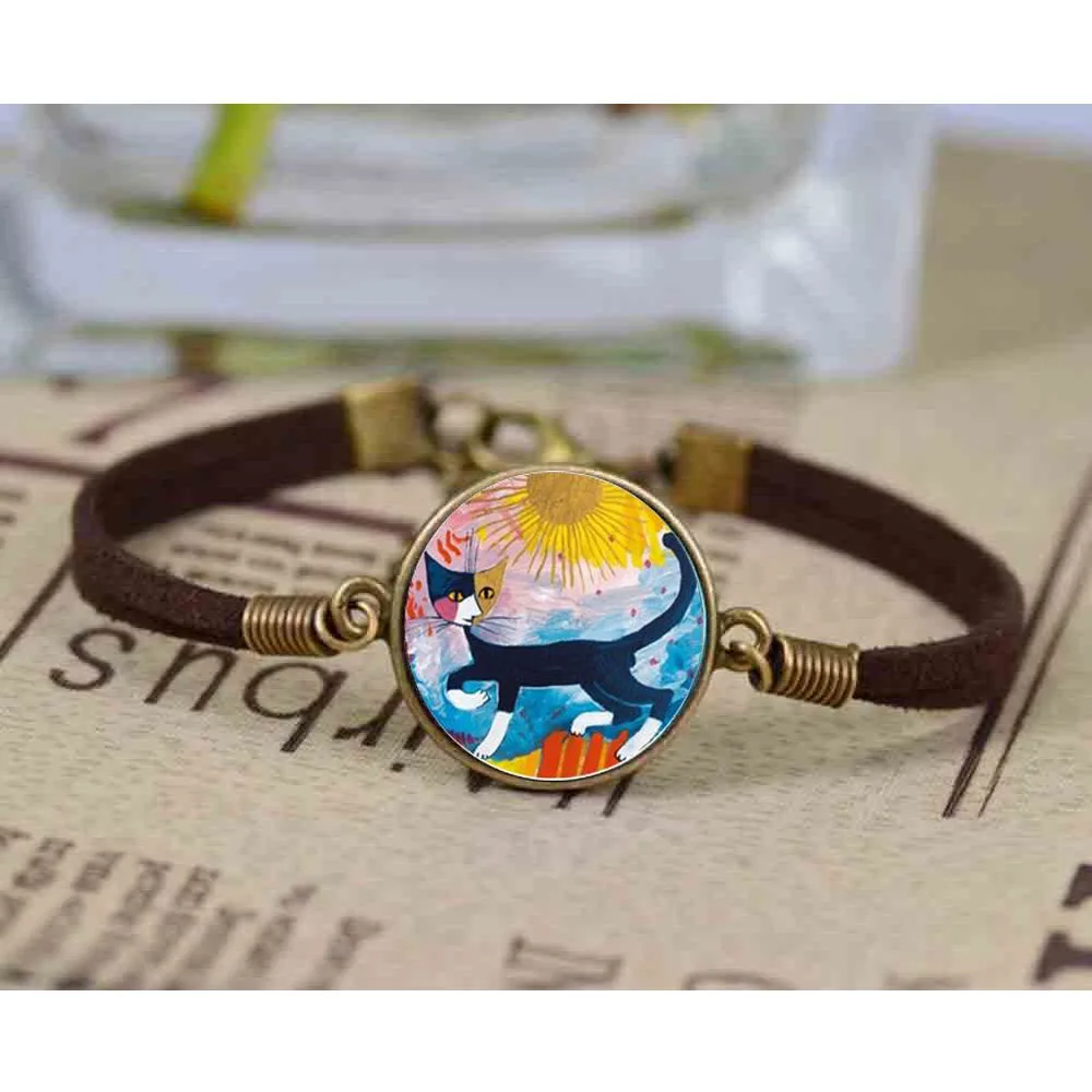 Красивый браслет с мультяшным котом ювелирные изделия модный простой дизайн в