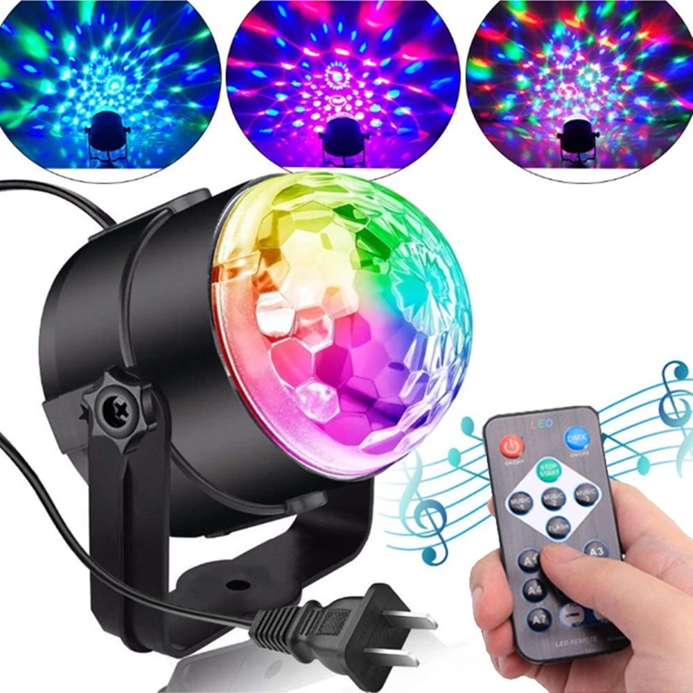 

Sound Activated Rotating Disco Ball Party Lights Strobe Light 3W RGB LED Stage Lights For Christmas Home KTV Xmas Wedding Show