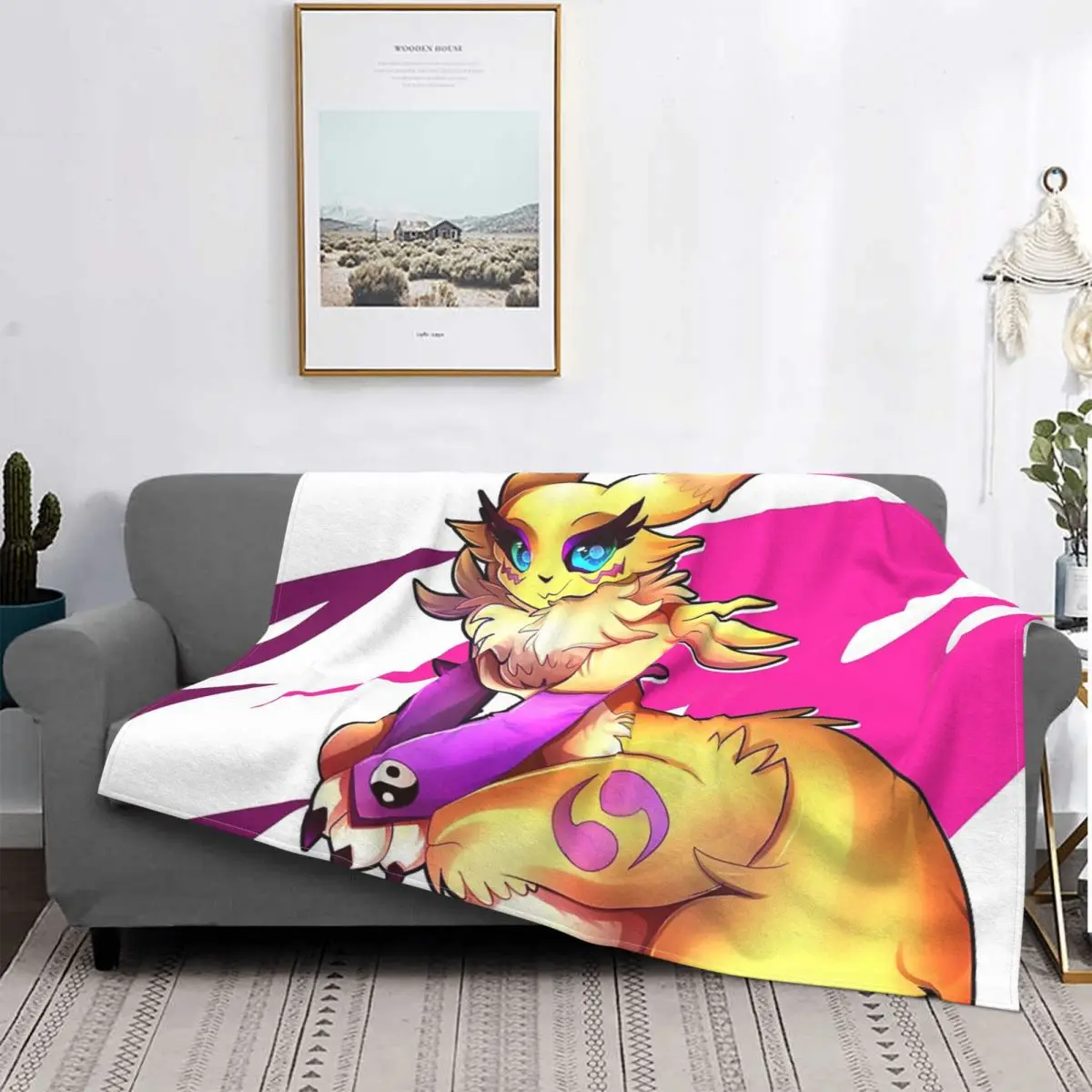 

Renamon Blanket Bedspread Plaid Plaid Blanket Prayer Rug Chair Gamer