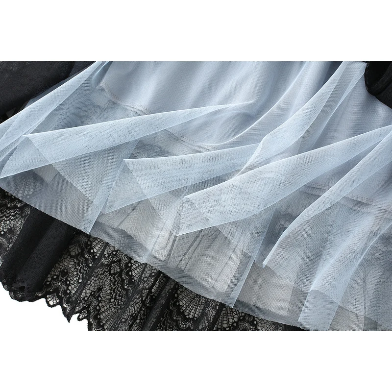 

TIGENA Fashion Lace Tulle Long Skirt Women 2021 Spring Summer Elegant A Line High Waist Mid-length Mesh Skirt Female Ladies