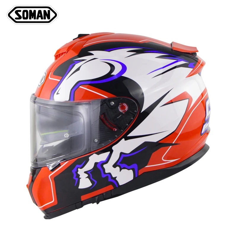 SOMAN SM961 мотоциклетный шлем Змеиный с золотым козырьком полным лицом Capacete Мотор