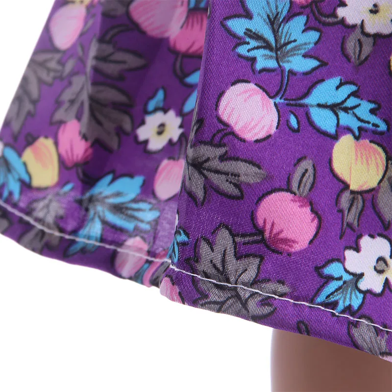 Одежда для куклы платье с фиолетовыми цветами подходит 18 дюймовых американских