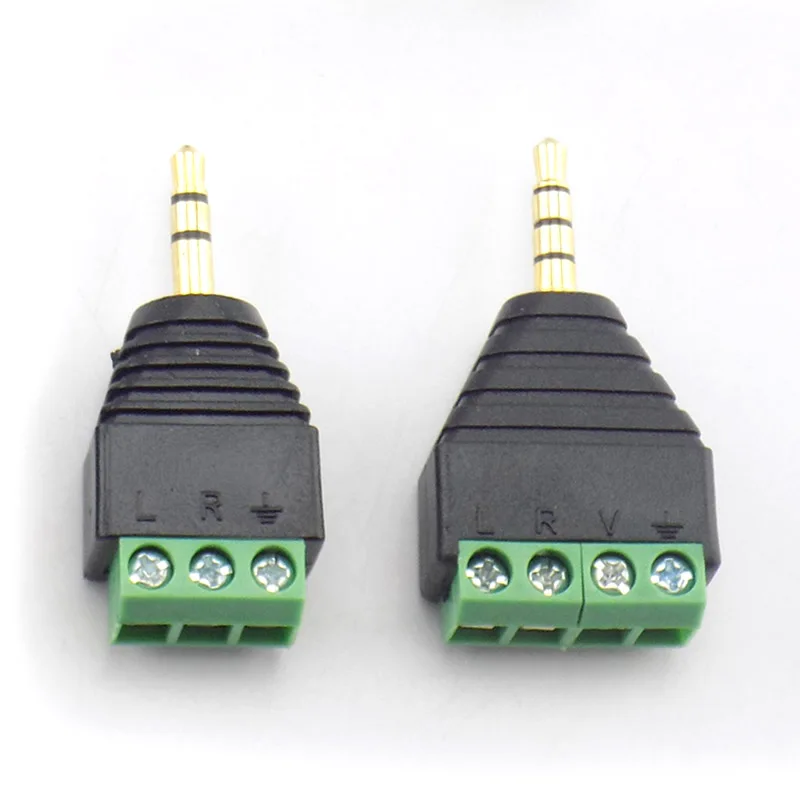 

3.5mm 3 Pole 4 Pole male Connector Terminal 3pin 4pin Audio AUX earphone adapter To Headphone Jack Stereo Plug Solderless DIY