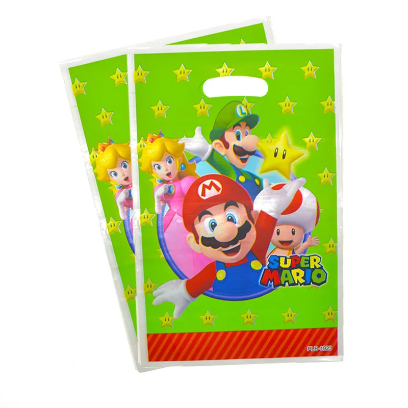 20pcs gift bags Тема "Супер Марио" пластиковые сумки для мальчиков, Детские сувениры, вечерние подарки на день рождения - Цвет: 20pcs gift bags