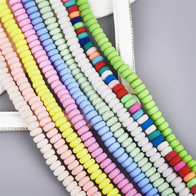 

1 Strand Round Polymer Clay Beads Chip Disk Loose Spacer Beads For DIY Jewelry Making Handmade Bracelets Necklace Beaded
