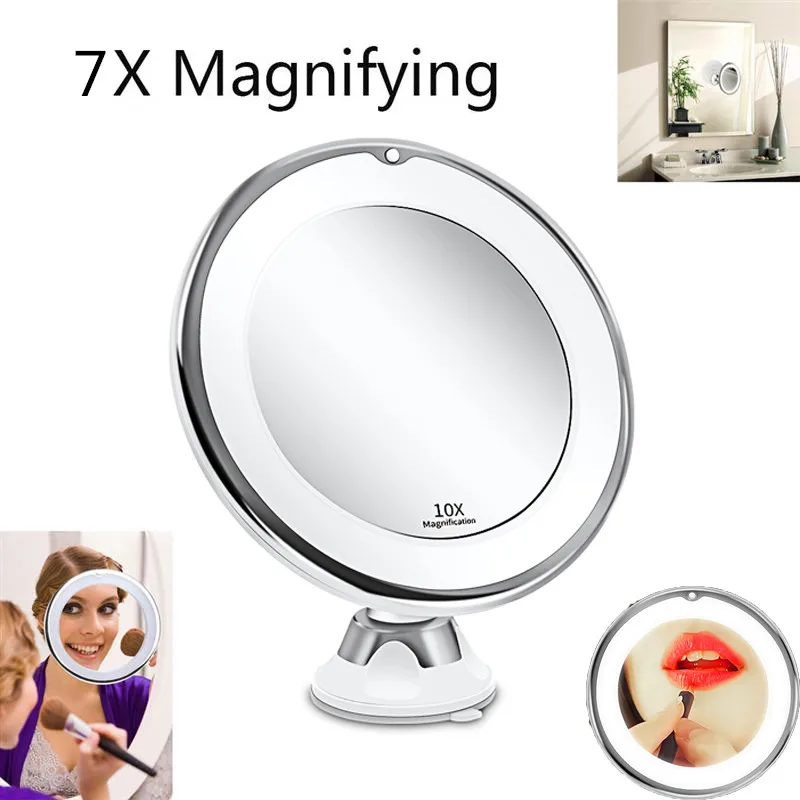 7X Single light 01 Зеркало для макияжа зеркало с подсветкой зеркало с подсветкой для макияжа зеркальце зеркала зеркало увеличительное зеркало косметическое светодиодное зеркало для макияжа зеркало увеличительное 10х зеркало на присоске - Цвет: 7X Single light 01