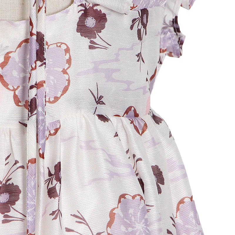 

SISPELL Lace Up Bowknot Women's Dress Hollow Out Patchwork Ruffle High Waist Slimming For Female Dress Fashion Tide 2021