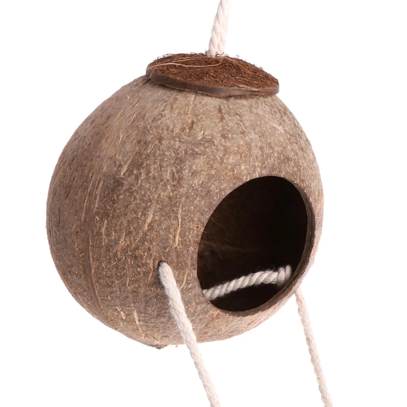 

Bird Parrot Toy Nest Hut Cage Natural Coco Hideaway with Ladder