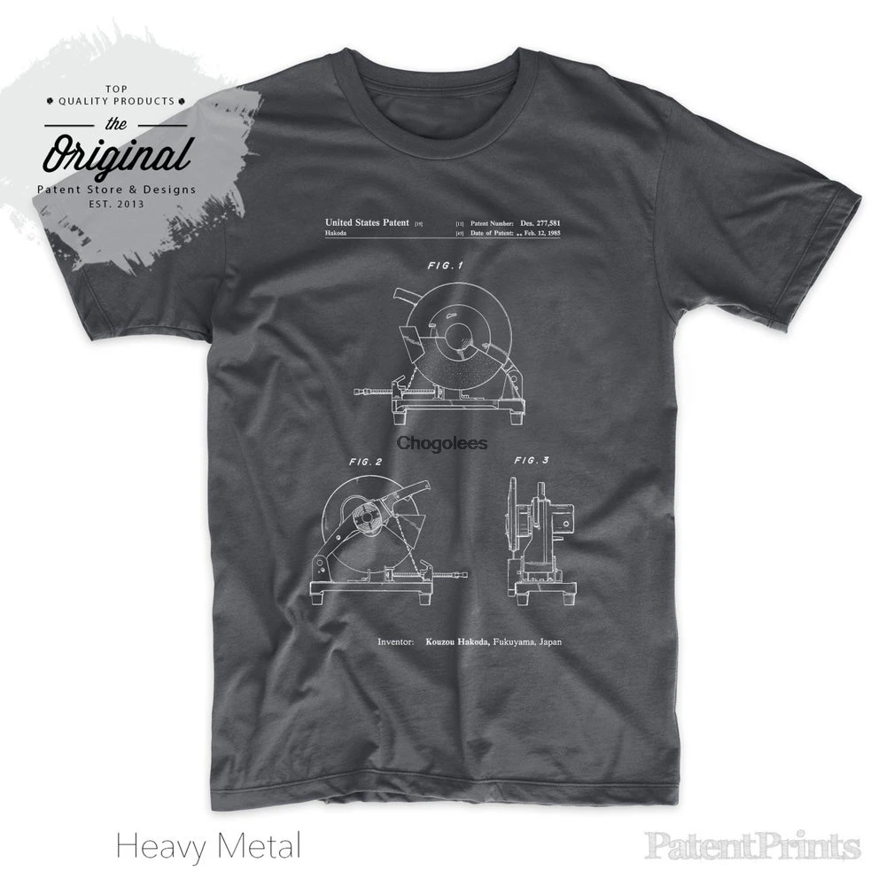 Chop Saw Patent T Shirt Woodworking Tools Man Cave Unique Gifts for Dad PP0762 | Мужская одежда