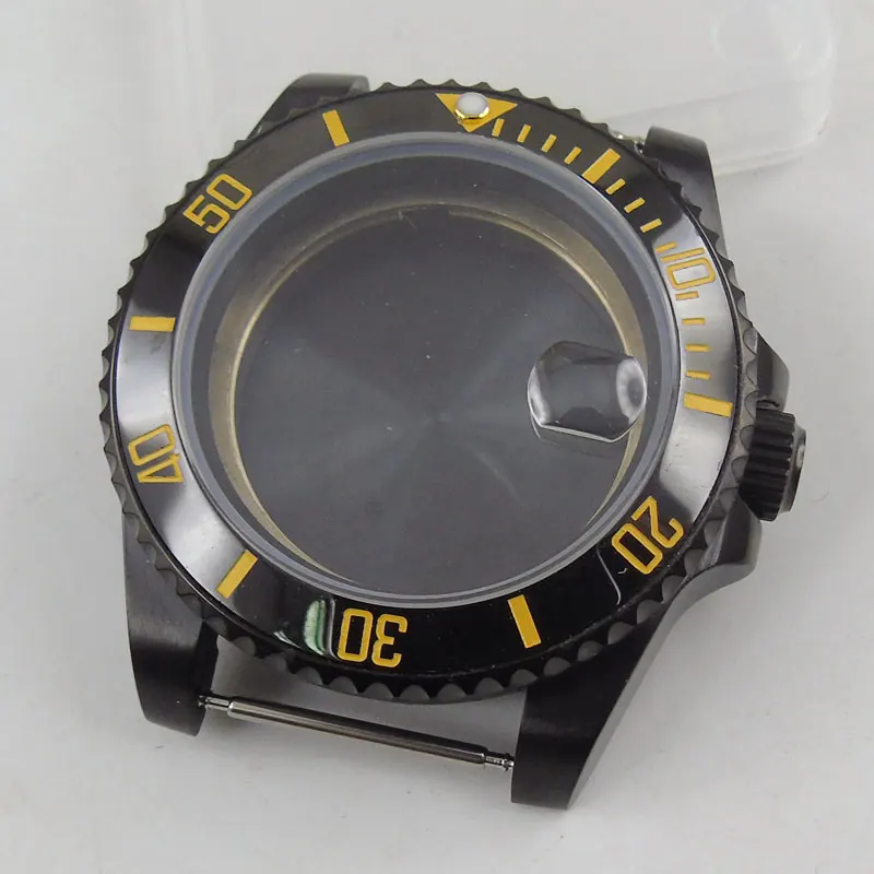 40mm PVD Coated Watch Case Sapphire Glass Insert Ceramic Insert Bezel Fit NH35A MIYOTA 8215 MOVEMENT