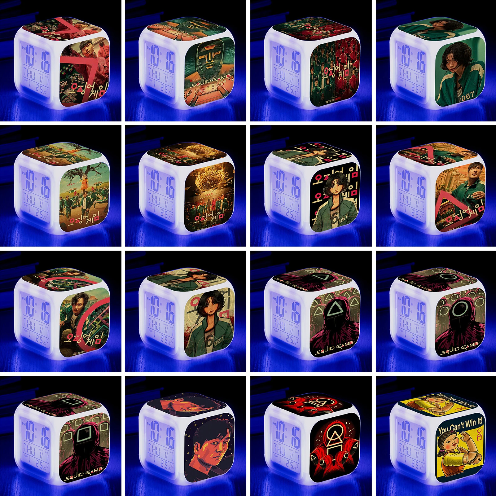 

Детские Настольные часы-будильник со светодиодный подсветкой, меняющие цвет, ночсветильник для студентов, подарок, квадратные часы, беззву...