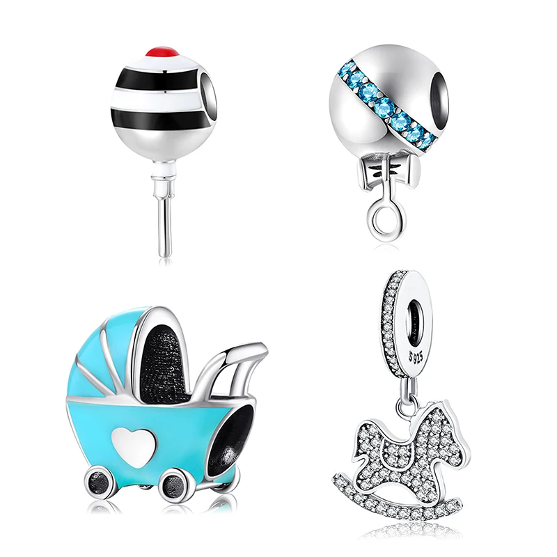 2021 модные синие эмалированные бусины из серебра 925 пробы для изготовления