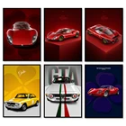 Плакат Alfa Romeo Giulia GTA, классическая печать, автомобильные гонки, иллюстрация автомобиля, дизайн, печать