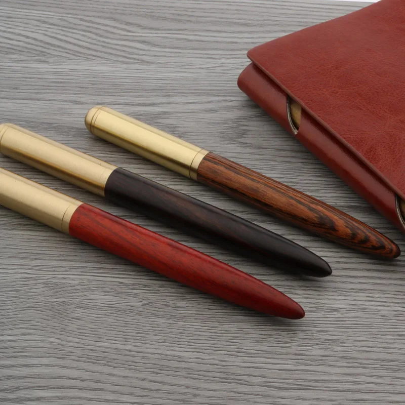 Ручка перьевая каллиграфическая изгиб под золото вращение латунь красное дерево