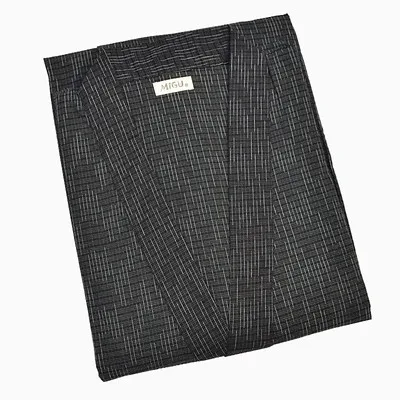 Серый Традиционный японский Мужской Хлопковый банный халат yukata длинный рукав кимоно Мужская удобная одежда для сна халат - Цвет: Серый