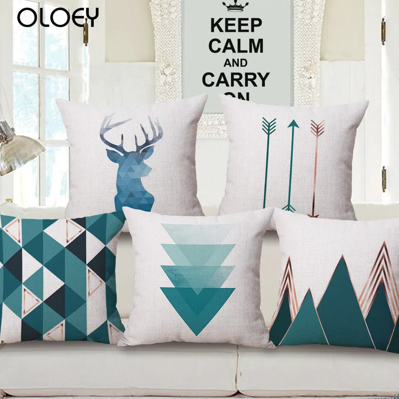 

Nordic Style Deer Geometric Cushion Covers Mountain Arrows Pillow Cases Linen Cotton pillow Covers Bedroom Sofa Decoration