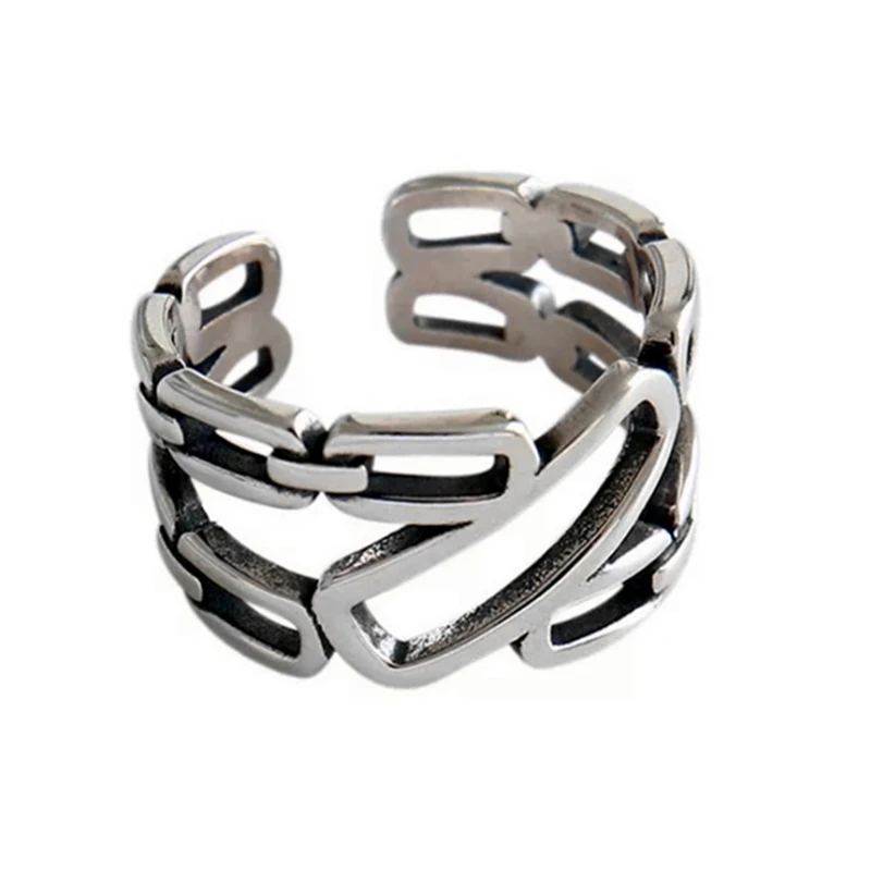 Кольцо-цепочка женское с большими кольцами популярный дизайн винтажная широкая