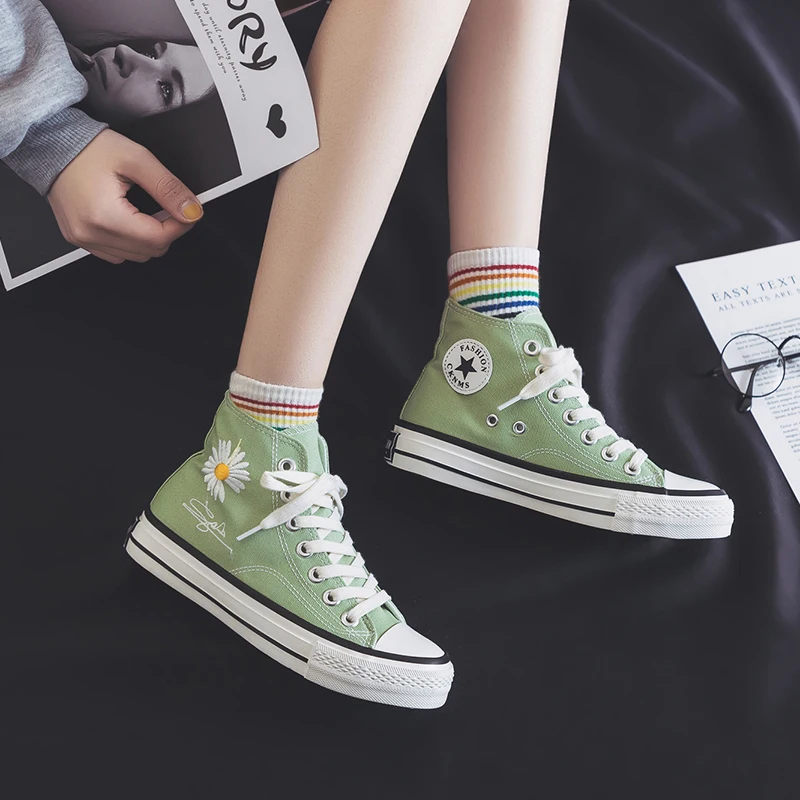 Кеды женские холщовые высокие кроссовки на шнуровке модная повседневная обувь