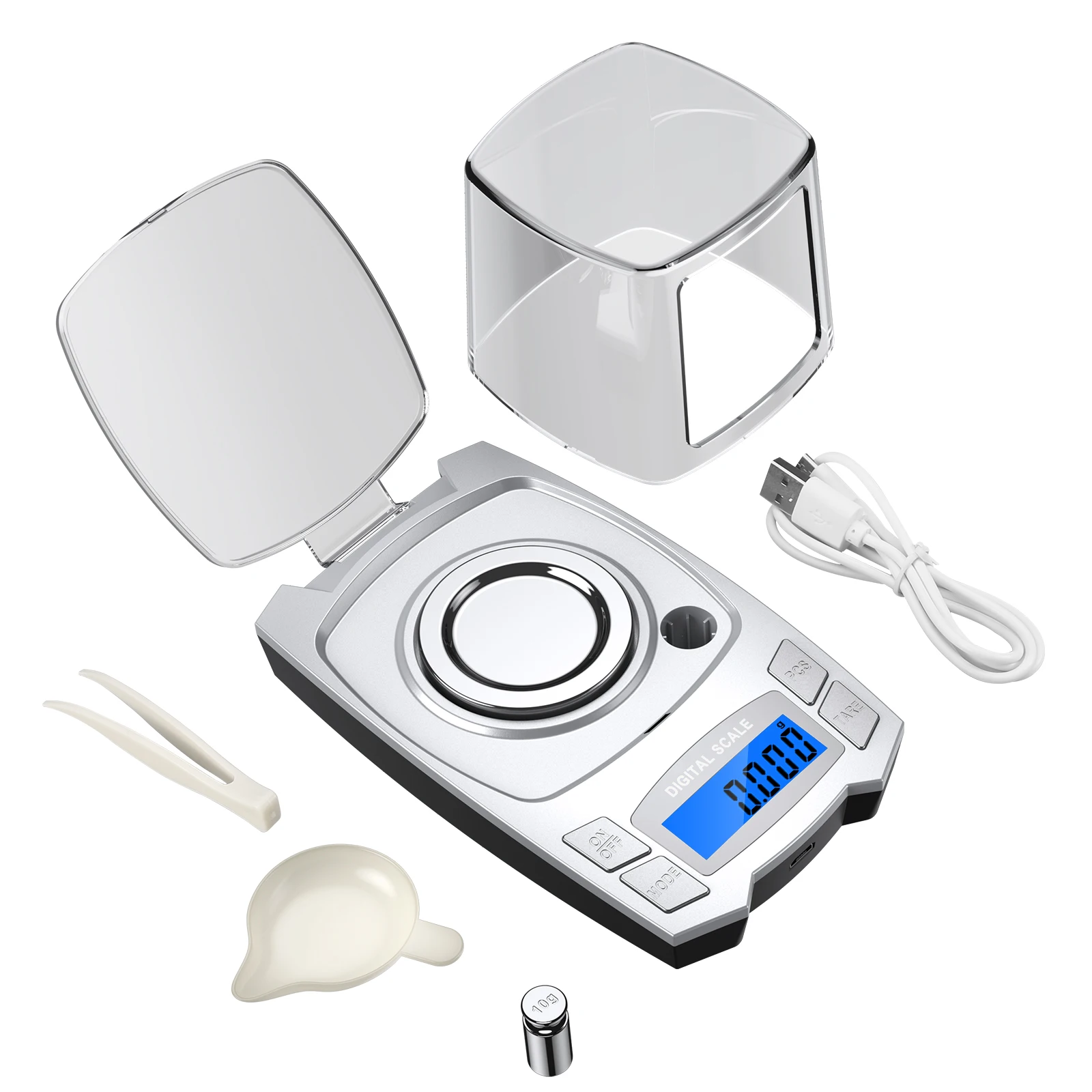 B&aacute;scula electr&oacute;nica de precisi&oacute;n de 0.001g, 100g/50g, carga USB, b&aacute;scula Digital de joyer&iacute;a, b&aacute;scula port&aacute;til de laboratorio de peso de miligramo-0