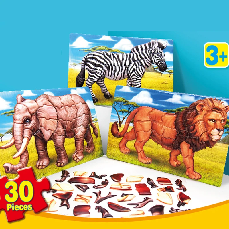 Детские 3D наклейки-пазлы с животными игра для мальчиков детский сад головоломки