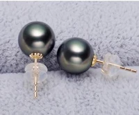 goodnoble jewelry stunning10 11mm tahitian black green pearl earring 14k white gold