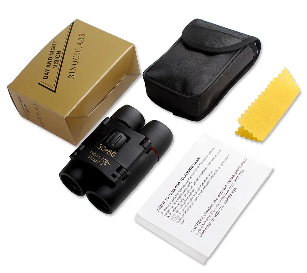

Zoom Telescope 30x60 Folding Binoculars with Low Light Night Vision for outdoor bird watching travelling hunting camping 1000m