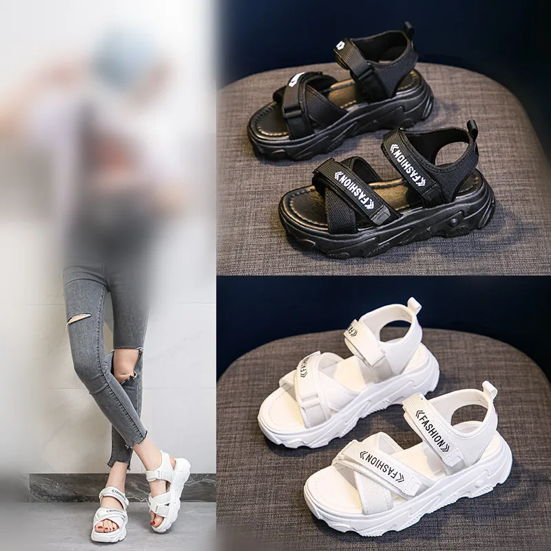 

2021 Sandals Black Shoes for Women Soft Summer Heels Clogs Wedge All-Match Med New Beige Fashion Sports Girls Platform Thick Com
