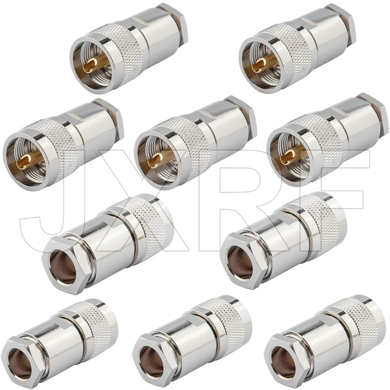 10PCS PL259 UHF Male Clamp for LMR400 RG213 RG8 7D-FB Coaxial Cable Extension RF Adapters Connector