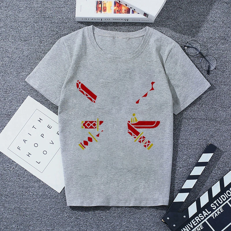 1714615 Футболка с принтом серая Повседневная Уличная мода футболки |