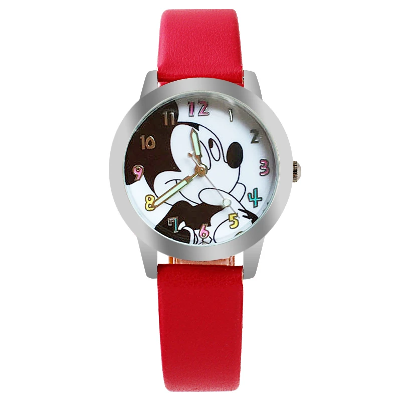 Кварцевые наручные часы с милым мультяшным рисунком детские кожаные школьные