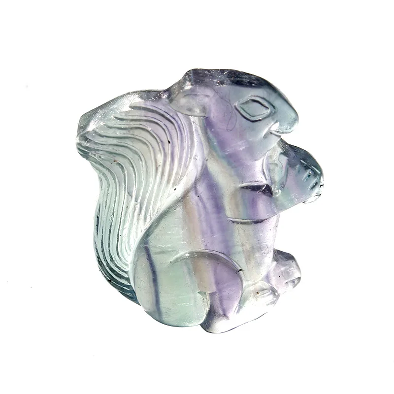 

1 Pcs Natural Rainbow Fluorite Crystal Squirrel Craft Gift