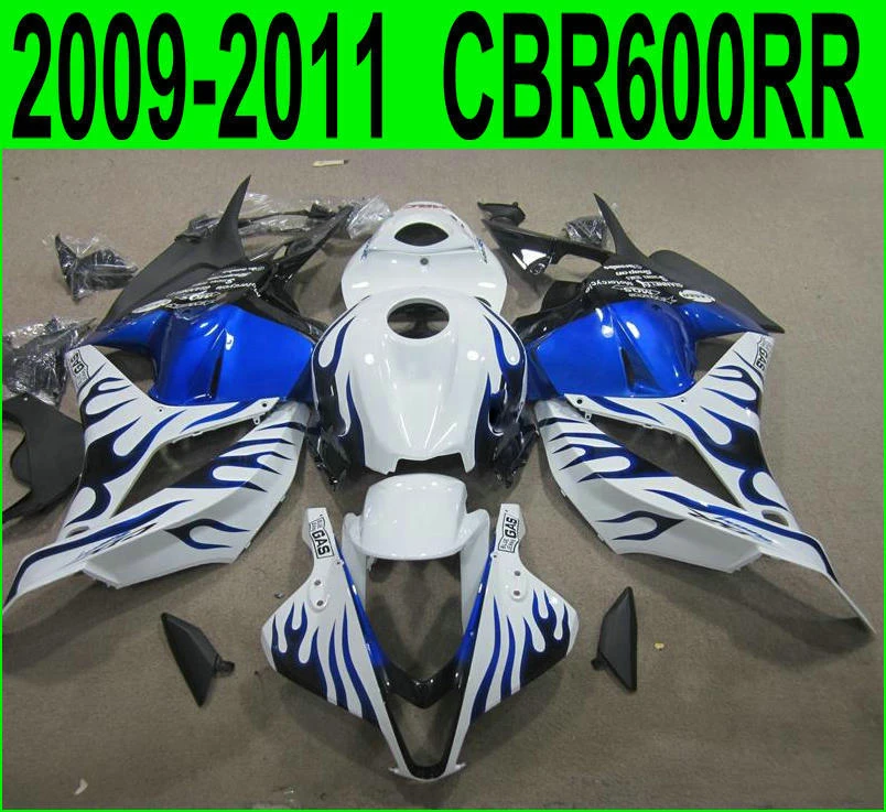 Abs обтекатель комплект обновления для Honda CBR 600RR 2009 2011 2012 (Белый Синий Пламя) cbr600 rr 09
