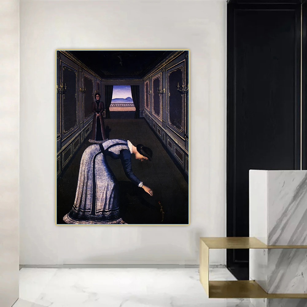 Картина маслом на холсте пол дельво женщина с розой 1936 дюйма Западное искусство